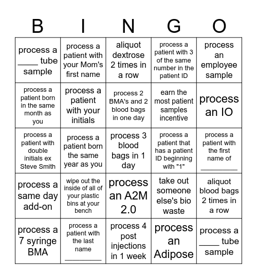 LAB BINGO Card