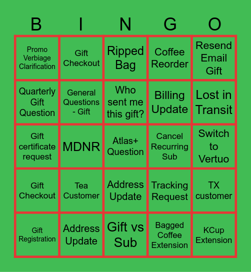 Holiday Bingo! Bingo Card