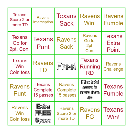 BFL Christmas Bingo Card