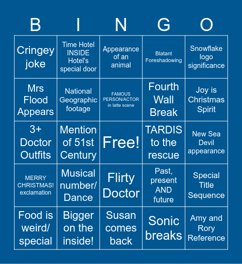 Doctor Who Christmas 2024 BINGO!!! Bingo Card