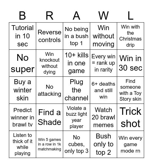 Brawl Stars Bingo Card
