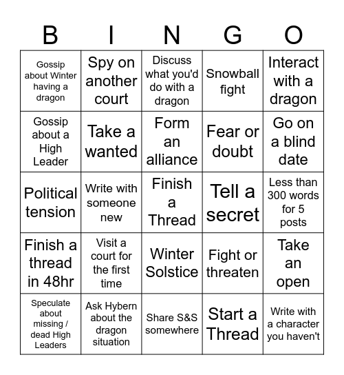 Storm & Shadows Bingo Card