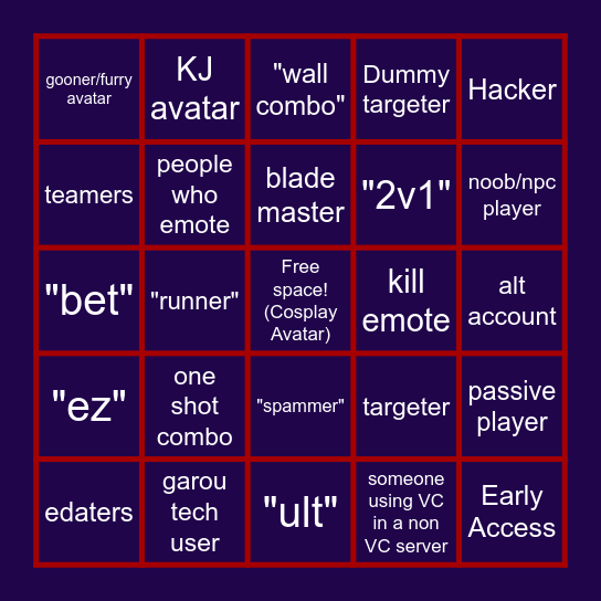 The Strongest Battlegrounds bingo Card