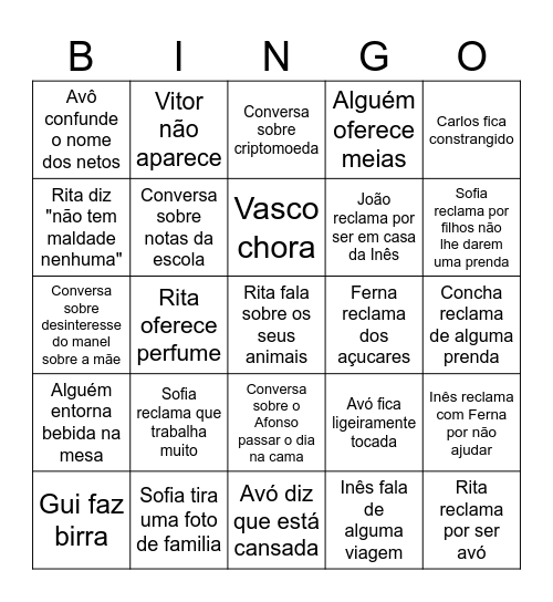 Natal Bingo Card