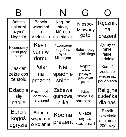 Wigilia u Babci Renatki Bingo Card