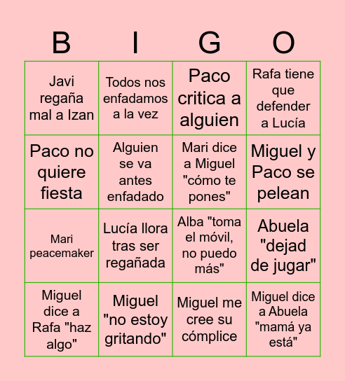 NAVIDAD FAMILIAR 2024 Bingo Card