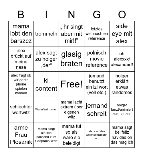 weihnachtsbingo 2k24 Bingo Card