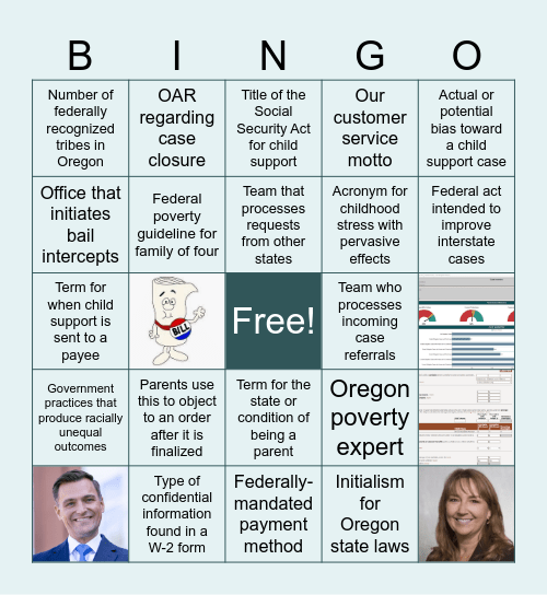 Oregon Child Support Program Bingo Card