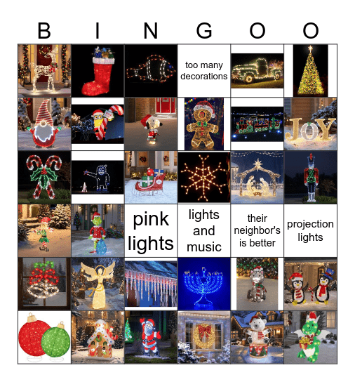 Holiday Lights Bingo Card