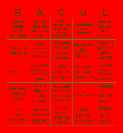 Le Bingo de Noel Bingo Card