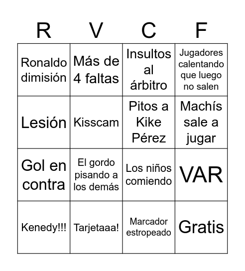 Bingo del R. Valladolid Bingo Card