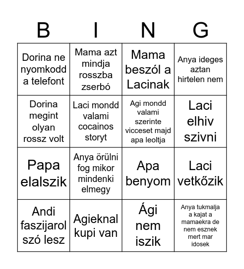 Karácsonyi bingo Card