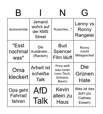 Family Bingo Card