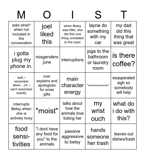 MARY JANE Bingo Card