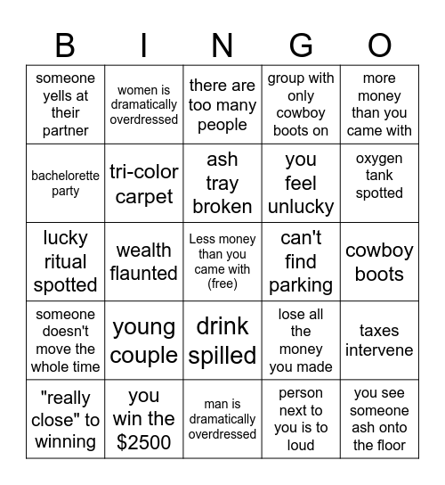 Casino BINGO Card