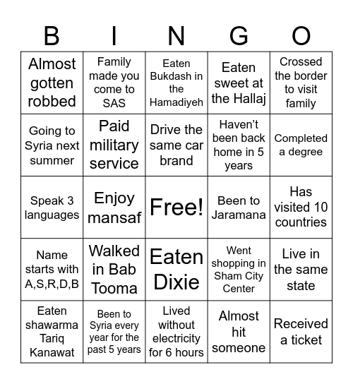 Untitled Bingo Card