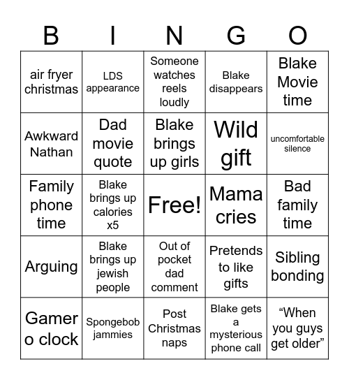 2024 Christmas Bingo Card