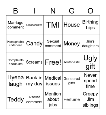 Mom Bingo Card