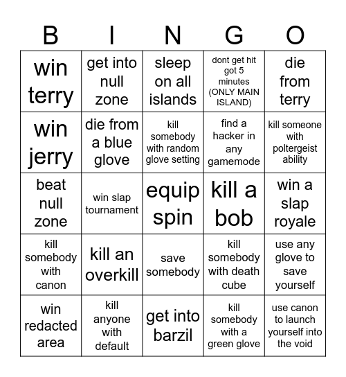 SLAP BATTLES BINGO Card