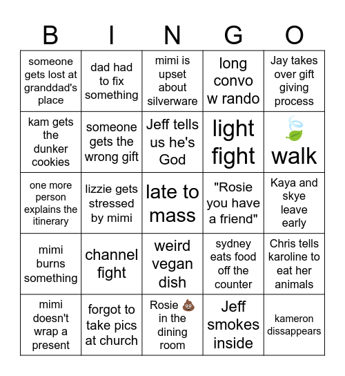 Christmas 2024 Bingo Card