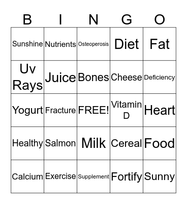 Vitamin D-Licious Bingo! Bingo Card