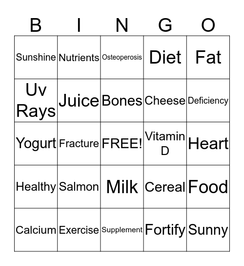 Vitamin D-Licious Bingo! Bingo Card