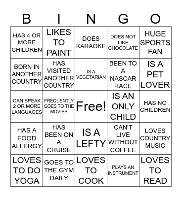 Icebreaker Bingo Card