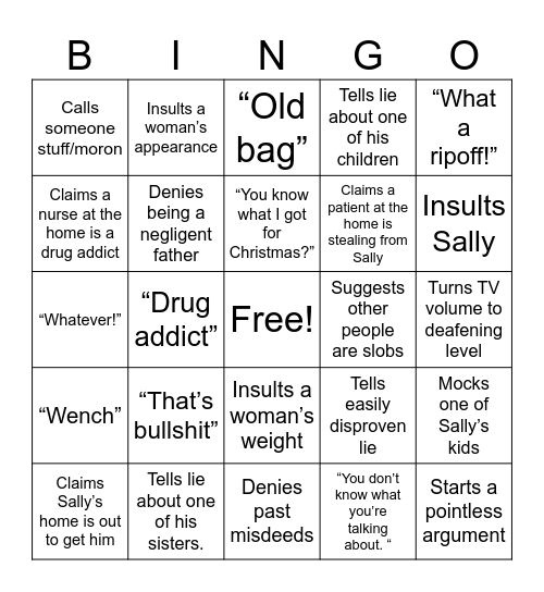 Bompa Bingo Card