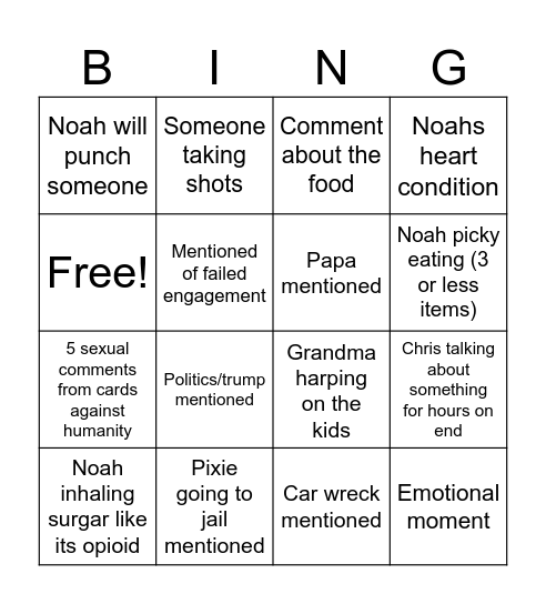 Christmas Bingo Card