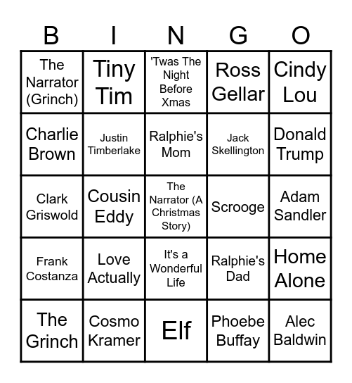 Christmas 2024 Bingo! Bingo Card