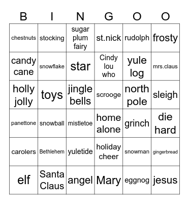 Christmas Bingo Card