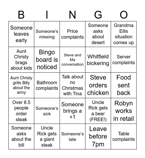 Christmas 2024 Bingo Card