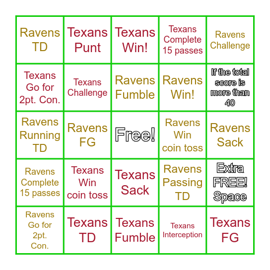 BFL Christmas Bingo Card