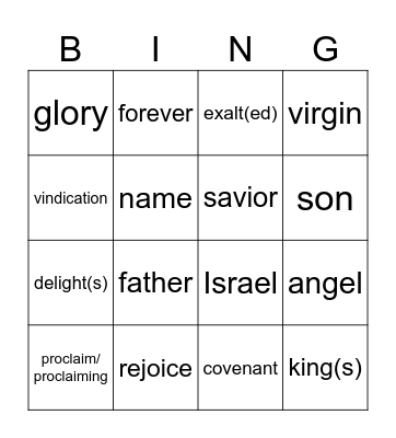 Christmas Vigil (ABC) Bingo Card