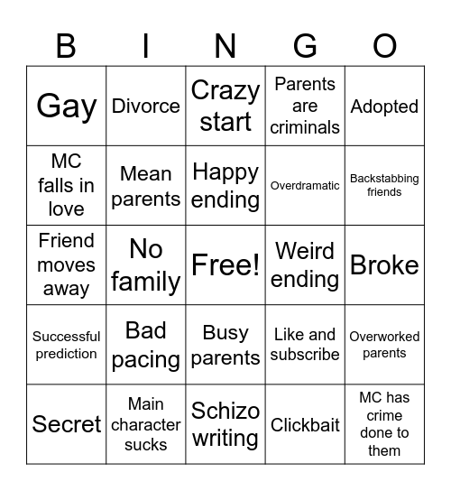MSA roast Bingo Card
