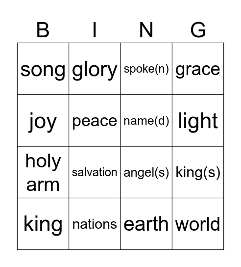 Christmas Day (ABC) Bingo Card