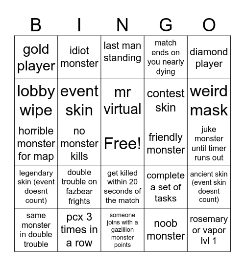 pillar chase 2 sooong- i mean bingo Card