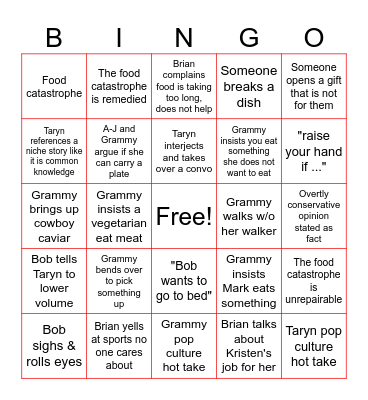 A Langhi Christmas Bingo Card