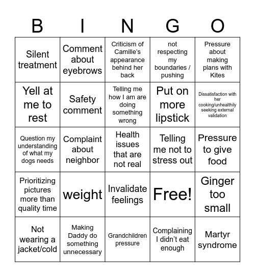 Triggers Christmas 2024 Bingo Card