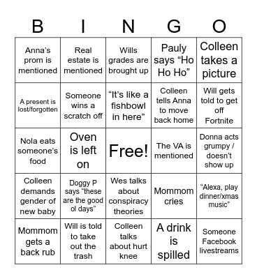 Giesing Xmas Bingo Card