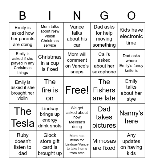 Christmas Bingo Card