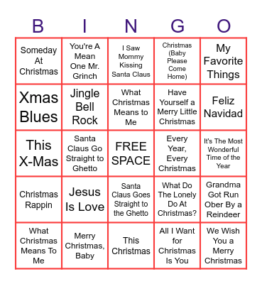 Soulful Christmas Bingo Card