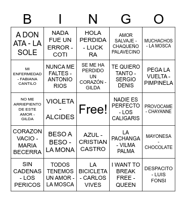 BINGO MUSICAL NAVIDEÑO Bingo Card