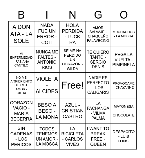 BINGO MUSICAL NAVIDEÑO Bingo Card