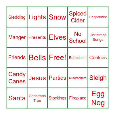 Happy Holidays! Bingo Card