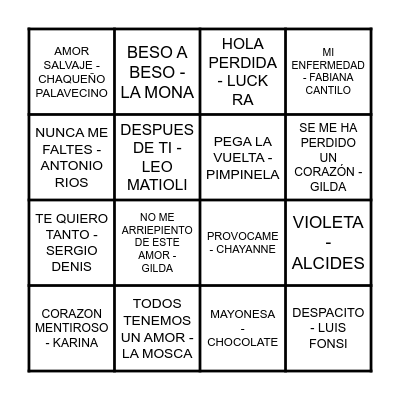 BINGO MUSICAL NAVIDEÑO Bingo Card