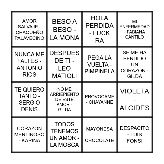 BINGO MUSICAL NAVIDEÑO Bingo Card