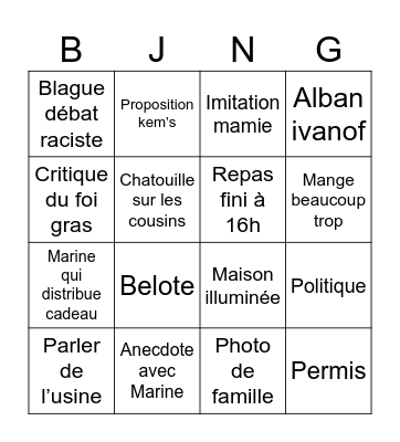 Bingo sans titre Bingo Card