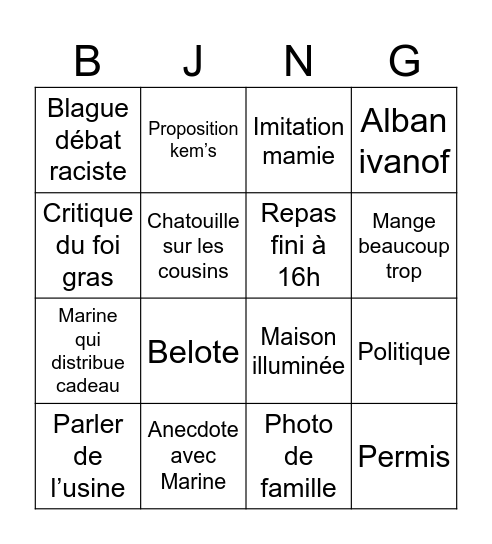 Bingo sans titre Bingo Card