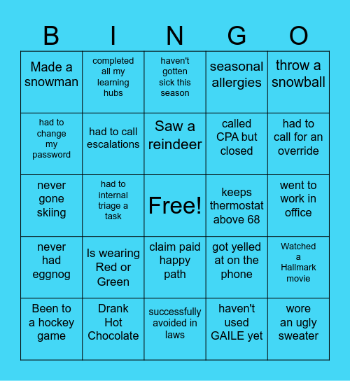 Winter Fun! Bingo Card